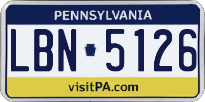 PA license plate LBN5126