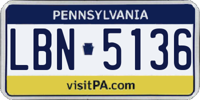PA license plate LBN5136