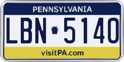 PA license plate LBN5140