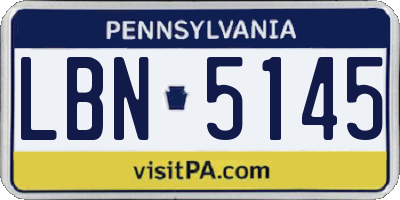 PA license plate LBN5145