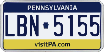 PA license plate LBN5155