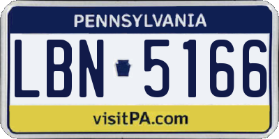 PA license plate LBN5166