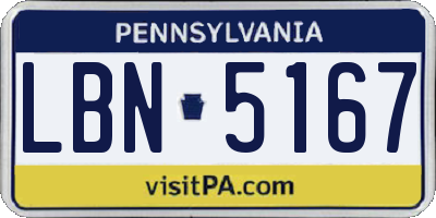PA license plate LBN5167