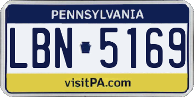 PA license plate LBN5169