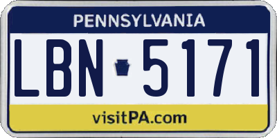 PA license plate LBN5171