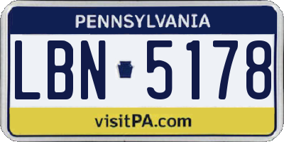 PA license plate LBN5178