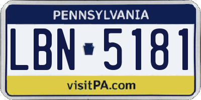 PA license plate LBN5181