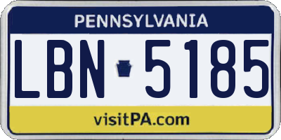 PA license plate LBN5185