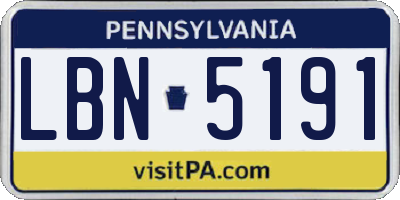 PA license plate LBN5191