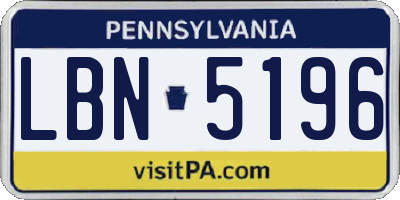 PA license plate LBN5196