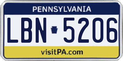 PA license plate LBN5206