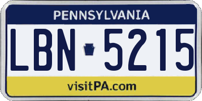 PA license plate LBN5215