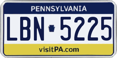 PA license plate LBN5225