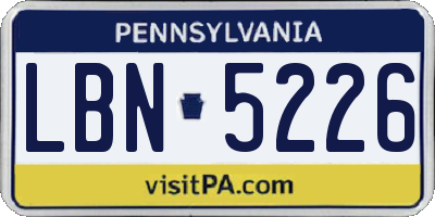 PA license plate LBN5226
