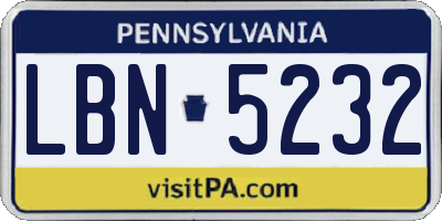 PA license plate LBN5232