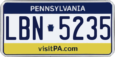 PA license plate LBN5235