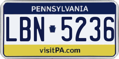 PA license plate LBN5236