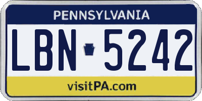 PA license plate LBN5242