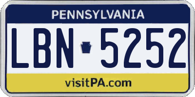 PA license plate LBN5252