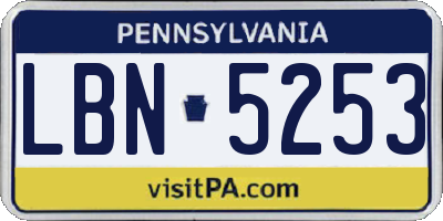 PA license plate LBN5253