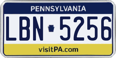 PA license plate LBN5256