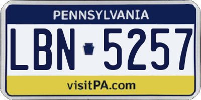 PA license plate LBN5257