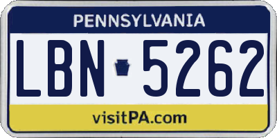 PA license plate LBN5262