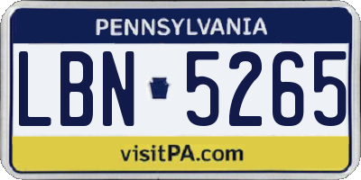 PA license plate LBN5265