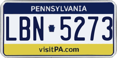 PA license plate LBN5273