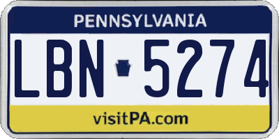 PA license plate LBN5274