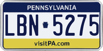 PA license plate LBN5275