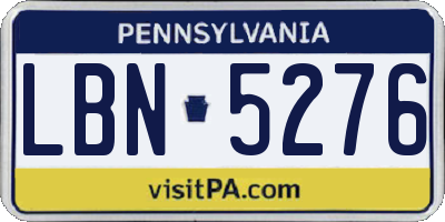 PA license plate LBN5276