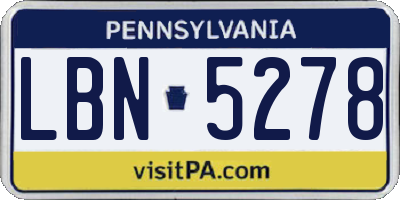 PA license plate LBN5278