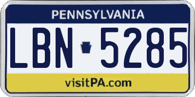 PA license plate LBN5285