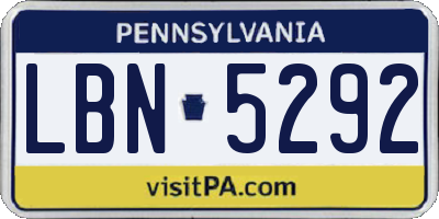 PA license plate LBN5292