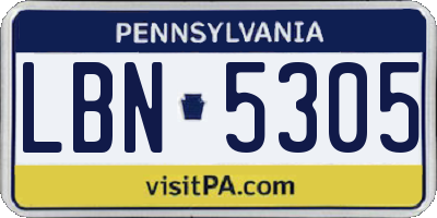 PA license plate LBN5305
