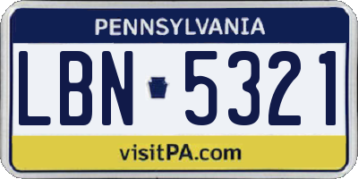 PA license plate LBN5321