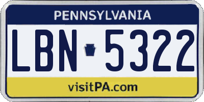 PA license plate LBN5322