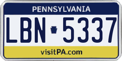PA license plate LBN5337