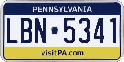 PA license plate LBN5341