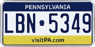 PA license plate LBN5349