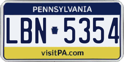 PA license plate LBN5354