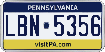 PA license plate LBN5356
