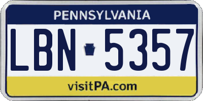 PA license plate LBN5357
