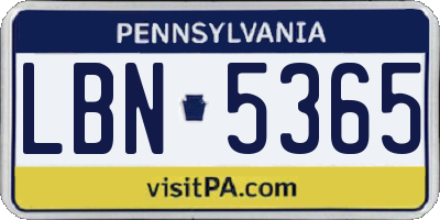 PA license plate LBN5365