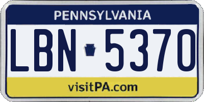 PA license plate LBN5370