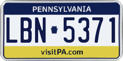 PA license plate LBN5371