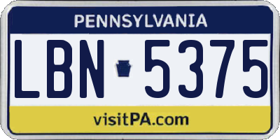 PA license plate LBN5375