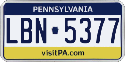 PA license plate LBN5377