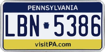 PA license plate LBN5386